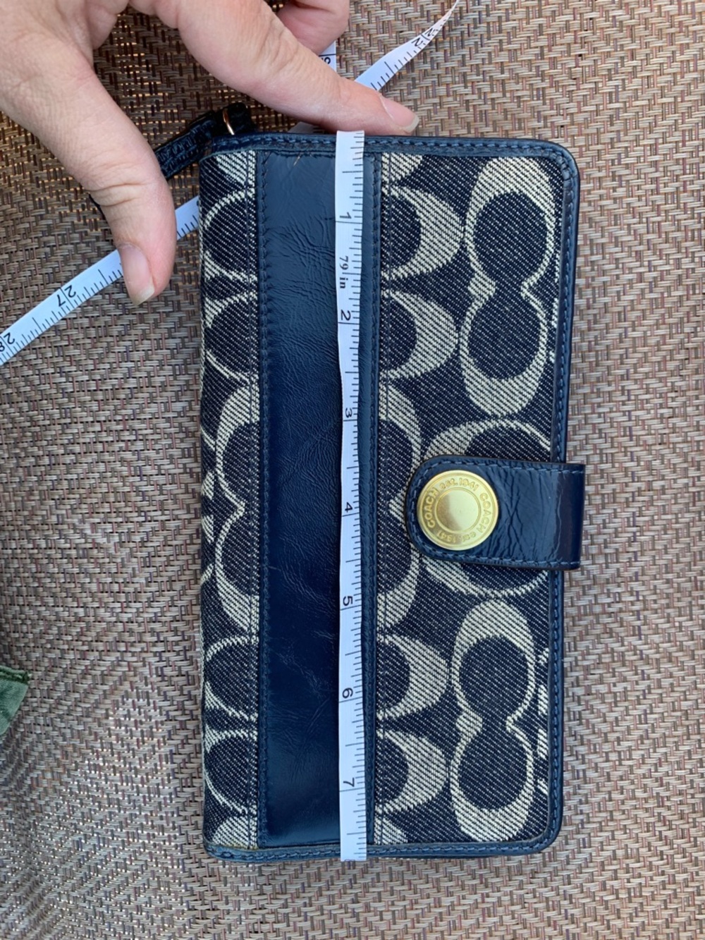 Coach 12573 denim blue and Gray Signature Bleeker Tote Bag with matching wallet - Picture 15 of 16